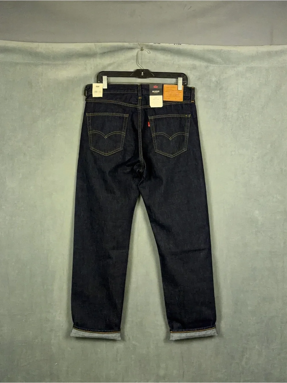 Levis 505 Selvedge Jeans Mens Size 33x30 Straight Leg Dark Wash Americana NWT